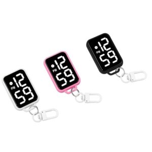 LED Digital Display Keychain Watch, Plastic, Small, Unisex Sports Style, Square Electronic Clock with Keyring, Portable Digital Timepiece for Kids and Students Multicolor