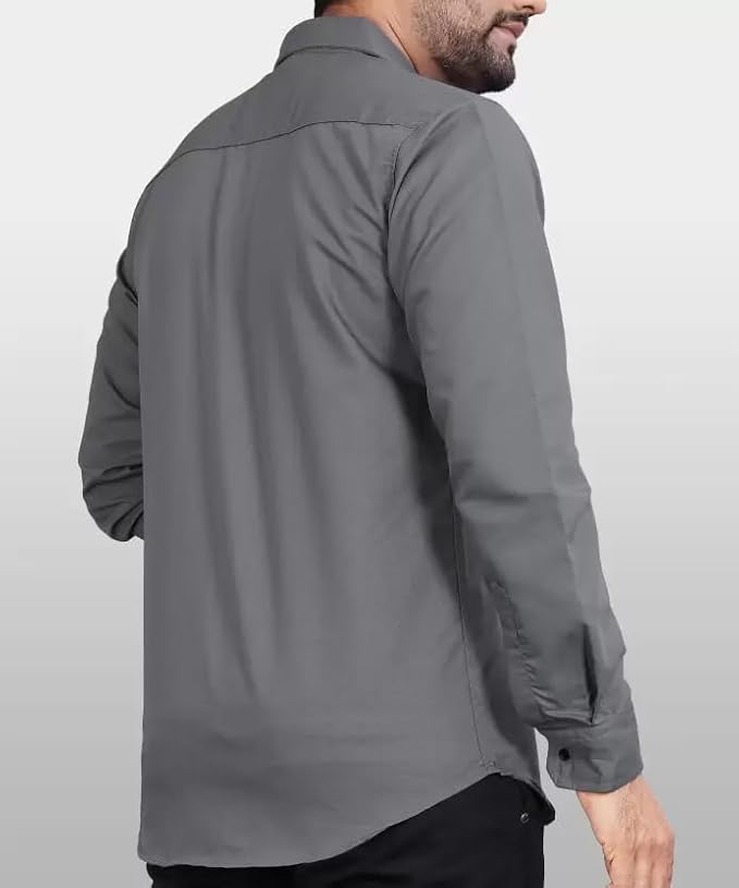 Men's Regular Fit Solid Soft Touch Cotton Casual Shirt with Pocket Design with Spread Collar & Full Sleeves - Image 5