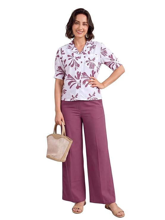 TOPLOT Printing Cotton Crop-Tops Set for Woman || Co ord Set for Women Stylish (5248)