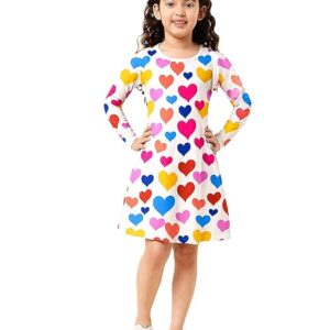 A.T.U.N. (ALL THINGS UBER NICE) Girls Poly Silk Winter Dress | Full Sleeve Round Neck Knee Length Printed Soft Warm Wear Dress for Kids